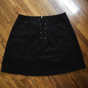 Black corduroy lace-up skirt